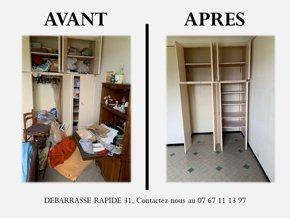 Remise pleine puis remise vide une fois l'intervention de la société débarrasse rapide 31.