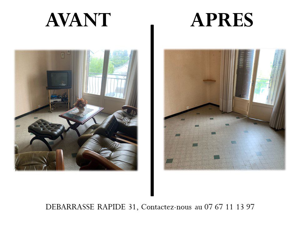 Maison pleine puis maison vide une fois l'intervention de la société débarrasse rapide 31. Debarras Toulouse