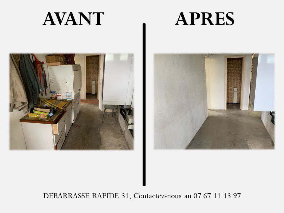 Remise pleine puis remise vide une fois l'intervention de la société débarrasse rapide 31.